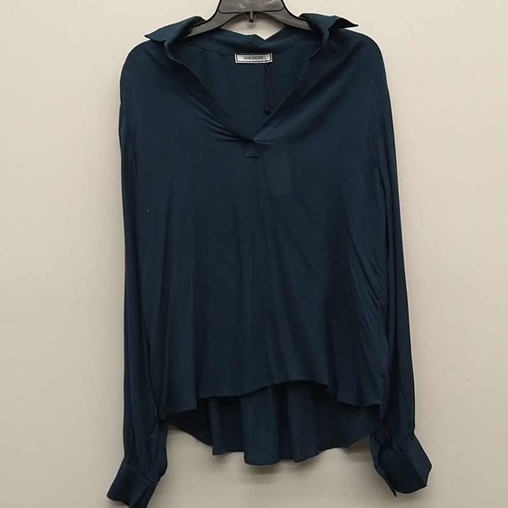 Eden Society Dark Teal V-Neck Long Sleeve Tee